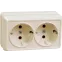 ОКТАВА Розетка двойная наружная бежевая 16А