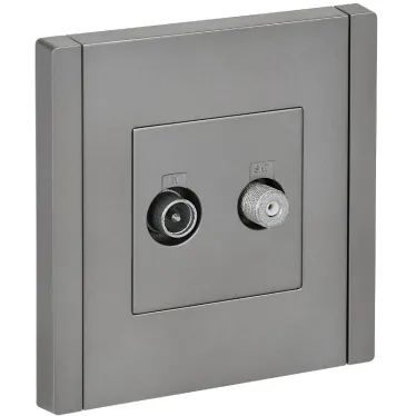 FORTE@PIANO Розетка двойная TV+SAT FP538 сталь IEK