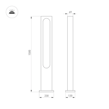 Светильник LGD-MUSE-BOLL-H1500-18W Warm3000 (DG, 328 deg, 230V) (Arlight, IP65 Металл, 3 года) | 035395 | Arlight