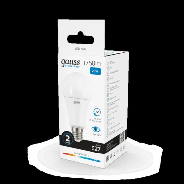 Лампа светодиодная LED 20 Вт 1750 лм 6500К А60 груша холодный E27 AC 220В Elementary Gauss