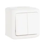 Quteo Выключатель двухклавишный наружный IP44 белый 10А