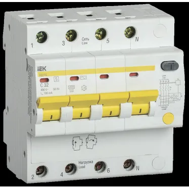 Выключатель автоматический дифференциальный АД14S 4Р 32А 100мА