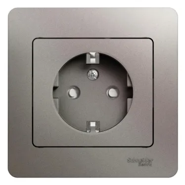 GLOSSA розетка с заземлением со шторками в сборе платина