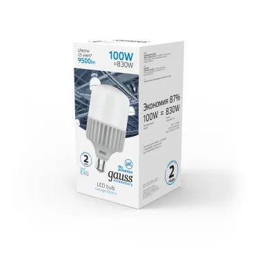 Лампа светодиодная промышленная Elementary T160 100W 9500lm 6500K E40 LED 1/8 | 63430 | Gauss