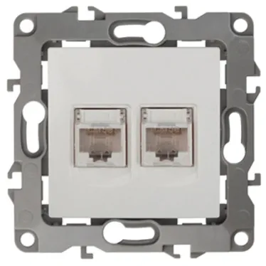 Розетка информационная двойная 2XRJ45, Эра12, слоновая кость, 12-3108-02