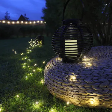 Декоративный фонарь на солнечной батарее 20х20х22 см, черный плетеный корпус, теплый белый цвет свечения | 501-143 | NEON-NIGHT
