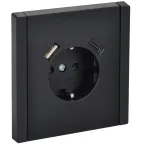 FORTE@PIANO Розетка 1-местная с заземлением с защитными шторками винтовое крепление 16А USB A+C 18Вт FP147 черный IEK