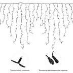 Гирлянда Айсикл (бахрома) светодиодный, 6,0 х 1,5 м, черный провод "КАУЧУК", 230 В, диоды белые, 240 LED | 255-295 | NEON-NIGHT