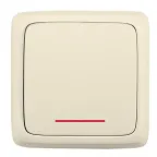 Выключатель одноклавишный наружный с изоляционной пластиной с индикацией слоновая кость 16А