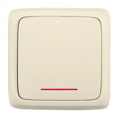 Выключатель одноклавишный наружный с изоляционной пластиной с индикацией слоновая кость 16А
