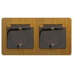 Розетка GLOSSA двойная с заземлением со шторками в сборе IP44 дуб