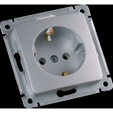 MASTER Розетка одноместная с заземляющим контактом, скрытой установки, в рамку, серебро