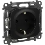 Valena ALLURE Розетка силовая 2К+З 16А 250В со шторками безвинтовые зажимы с лицевой панелью антрацит
