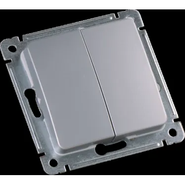 MASTER Выключатель двухклавишный скрытой установки, в рамку, серебро