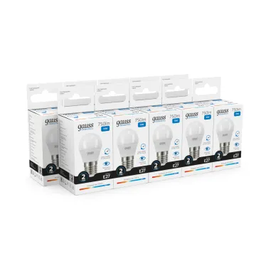 Лампа светодиодная Elementary Шар 10W 750lm 6500K Е27 LED 1/10/100 | 53230 | Gauss