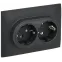SKANDY Розетка 2-местная с заземлением без защитных шторок 16А в сборе SK-R08G графит IEK