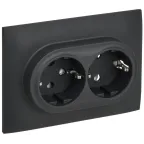 SKANDY Розетка 2-местная с заземлением без защитных шторок 16А в сборе SK-R08G графит IEK