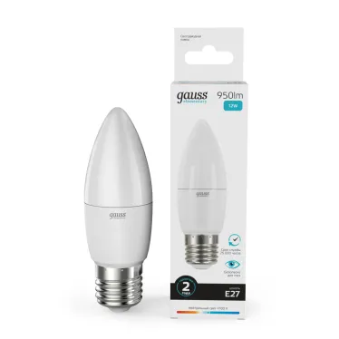 Лампа светодиодная Elementary Свеча 12W 950lm 4100K E27 LED 1/10/100 | 30222 | Gauss