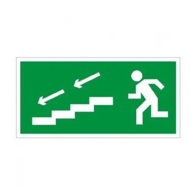 Пиктограмма (наклейка) ПЭУ 005 По лестнице вниз налево (250х115) SIRAH | 2502001890 | Световые Технологии