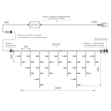 Светодиодная гирлянда ARD-EDGE-CLASSIC-2400x600-CLEAR-88LED-MILK-FLASH Warm (230V, 6W) (Ardecoled, IP65) | 034119 | Arlight