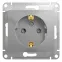 GLOSSA Розетка с заземлением со шторками в рамку алюминий