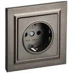 BRITE Розетка 1 пост с заземлением с защитными шторками 16А в сборе РСР14-1-0-БрТБ темная бронза IEK