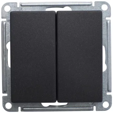 W59 Переключатель двухклавишный, 10АХ, механизм, черный бархат