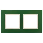 Рамка на 2 поста, стекло, Эра Elegance, зелёный+сл.кость, 14-5102-27