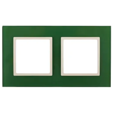 Рамка на 2 поста, стекло, Эра Elegance, зелёный+сл.кость, 14-5102-27