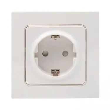 Стокгольм Розетка 1-местная с/з 16А белая с защ. штор.