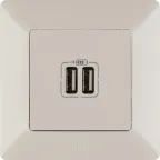 Valena LIFE Зарядное устройство с двумя USB-разьемами 240В/5В 1500мА С лицевой панелью Слоновая кость