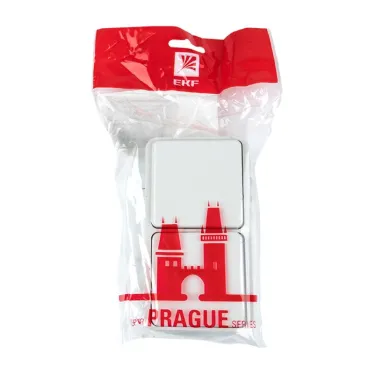 Блок розетка-выключатель 1-кл. 16А с/з с крышкой IP44 белая Прага