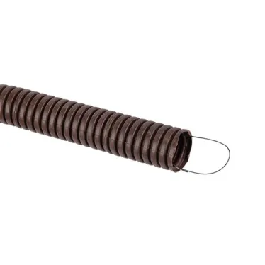 Труба гофрированная ПВХ с зондом под темное дерево d25мм (25м) Plast PROxima