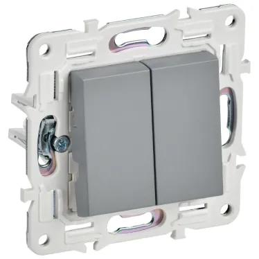 SKANDY Выключатель 2-клавишный проходной 10А SK-V05Gr серый IEK