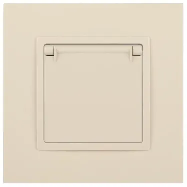 Розетка 2P+E Schuko со шторками с крышкой, 16А-250В, Эра Elegance, сл.кость, 14-2103-02