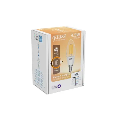 Лампа светодиодная филаментная Smart Home DIM E14 C35 4,5 Вт 1/10/40 | 1230112 | Gauss