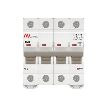 Выключатель автоматический AV-6 4P 20A (C) 6kA AVERES
