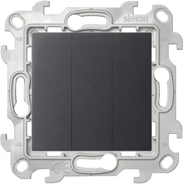 Выключатель трехклавишный, графит