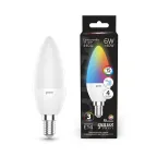 Лампа светодиодная Smart LED Свеча С37 6W E14 RGBW+dim 1/10/100 | 103101406 | Gauss