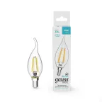 Лампа светодиодная Basic Filament Свеча на ветру 4,5W 420lm 4100К Е14 LED 1/10/50 | 1041125 | Gauss