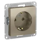 Розетка ATLASDESIGN с заземлением со шторками 16А механизм шампань