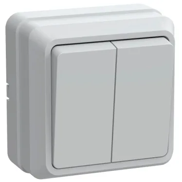 ОКТАВА Выключатель двухклавишный наружный белый