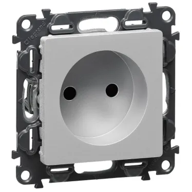 Valena LIFE Лицевая панель силовой розетки 2К Алюминий