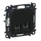 Valena ALLURE Информационная розетка двойная RJ45 Кат 6 UTP С лицевой панелью Антрацит