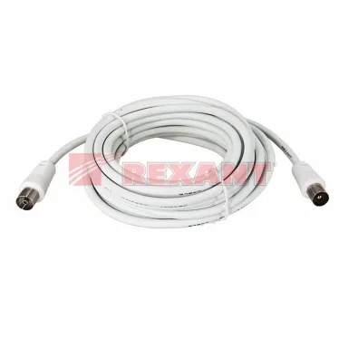 Шнур ТВ гнездо - ТВ штекер, длина 1,5 метра, белый,