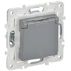 SKANDY Розетка 1-местная с заземлением с защитными шторками и крышкой 16А IP44 SK-R11Gr серый IEK