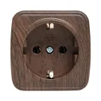 Розетка 1-местная ОП Минск 16А с заземлением темное дерево