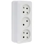 Розетка Рим 3-местная 10А без заземления белая