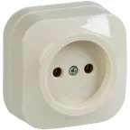 GLORY Розетка одноместная наружная без заземления кремовая