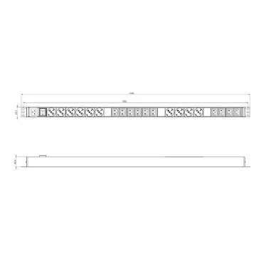 Блок розеток. вертикальный. 10 розеток Schuko. 10 розеток IEC320 C13. выключатель с подсветкой. без кабеля питания. входной разъем IEC320 C20 16A. 250В. корпус алюминий. черный
